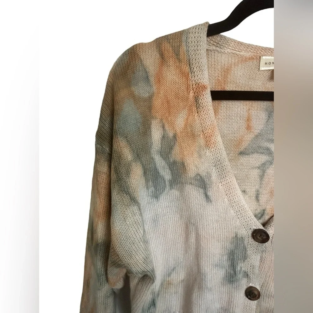 Honey Punch Rust & Grey Tie Dye Cropped Knit Sweater Size Medium - Picture 3 of 7